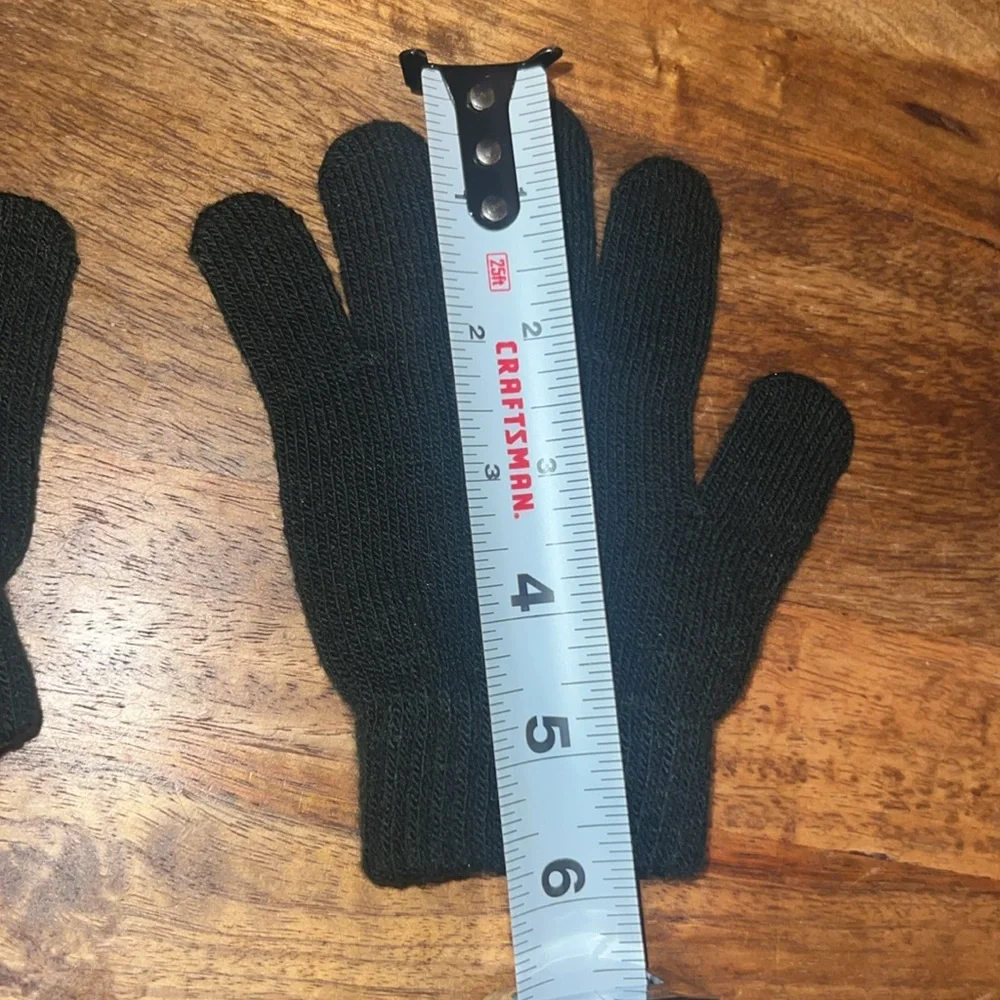 Kids black mittens cold weather hand gloves one size plain black winter gear